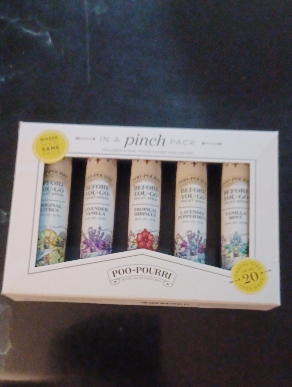 4/$40 New "In A Pinch Pack" Of Poo-Pourri - 5 Assorted Scents Travel Size